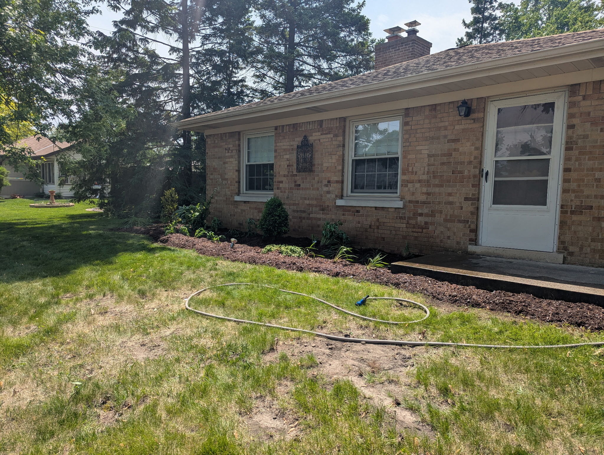 An overhaul of a weed infested garden bed, with new plants and a fresh topping of mulch