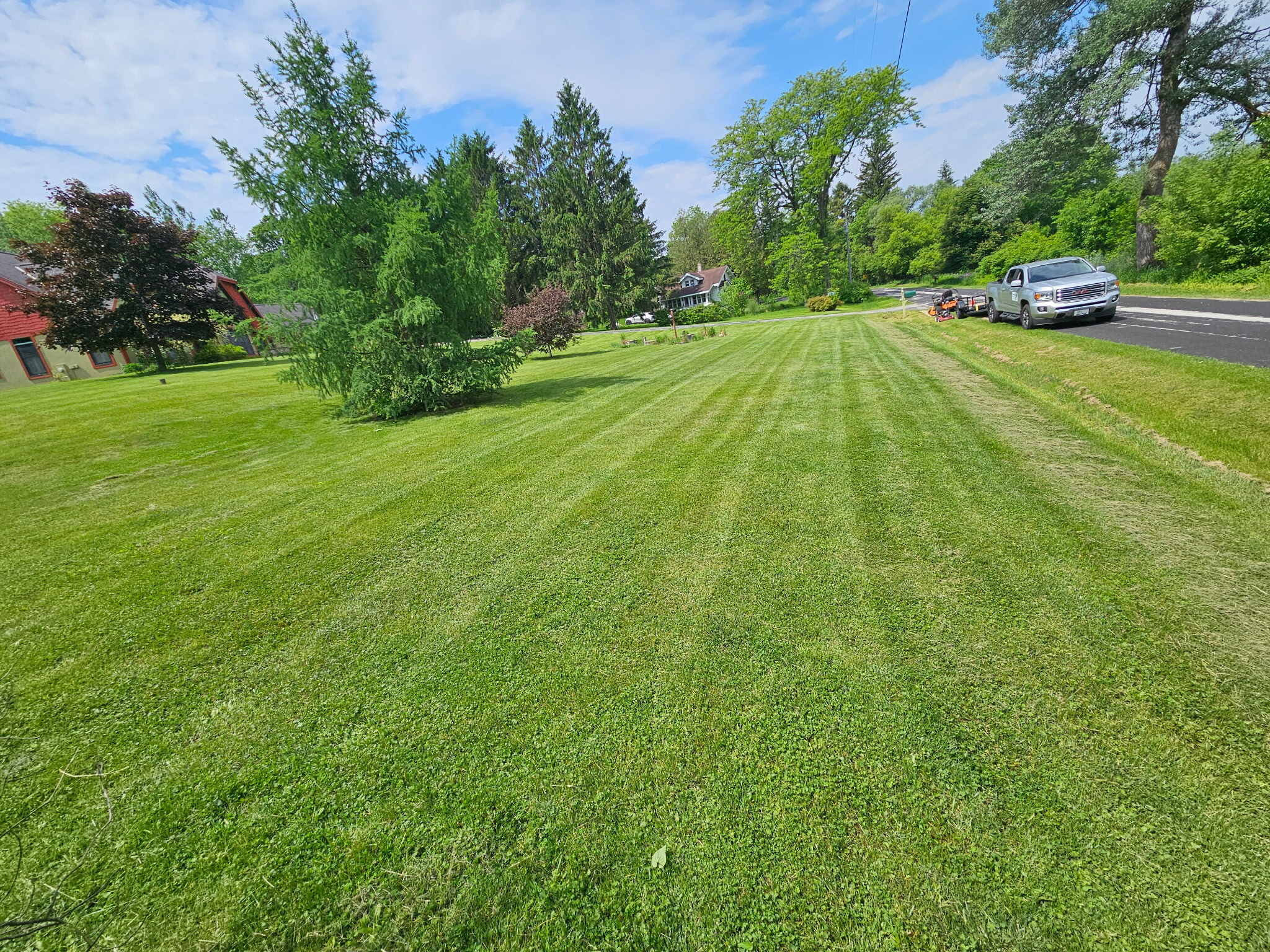 A freshly mowed lawn