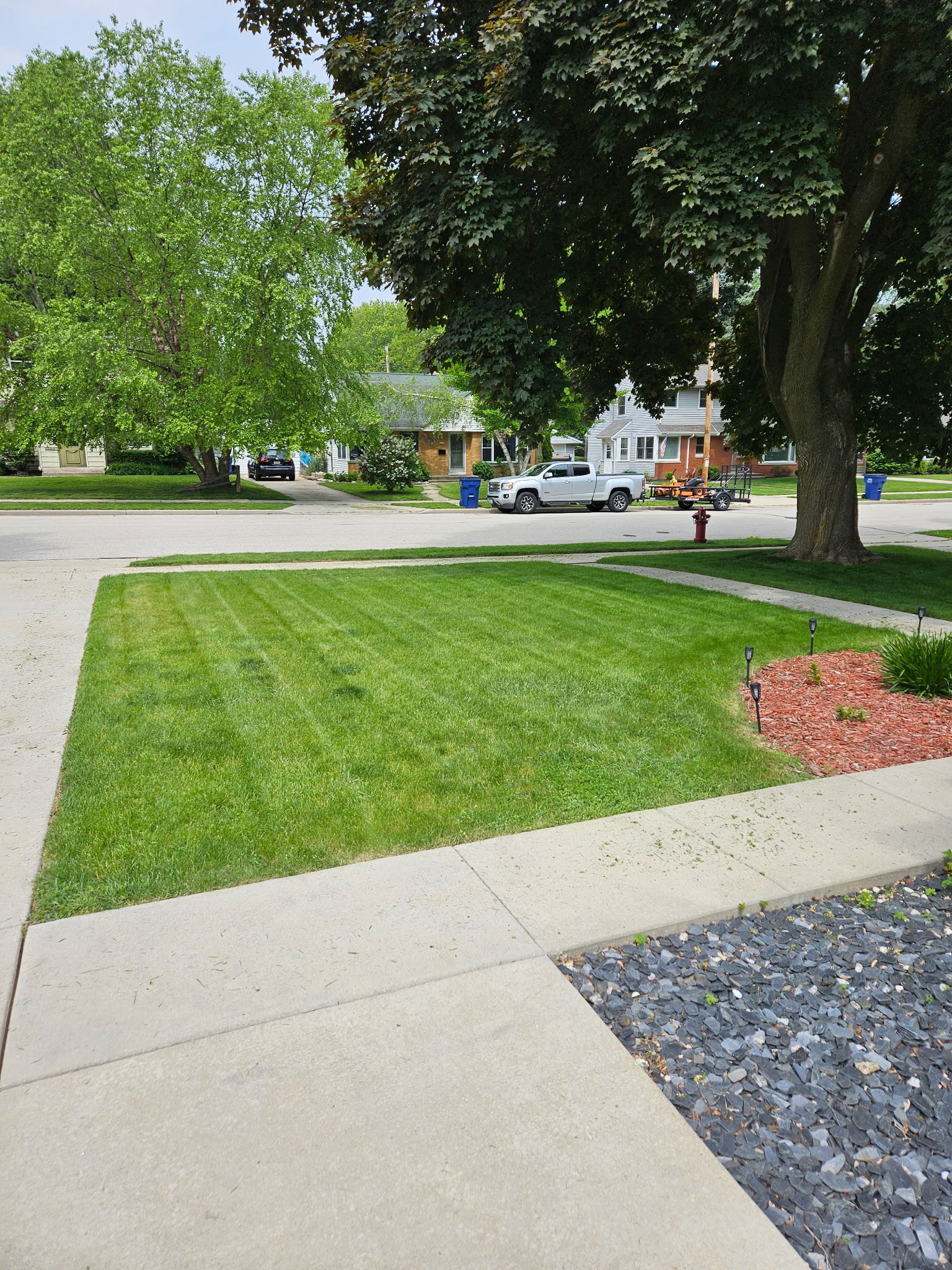 A freshly mowed lawn
